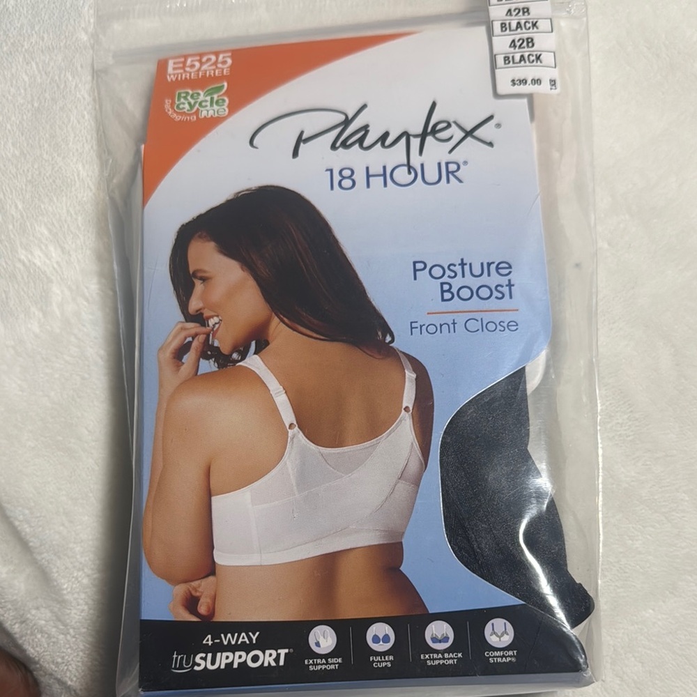 Playtex 18 Hour Posture Boost Bra - White and Black